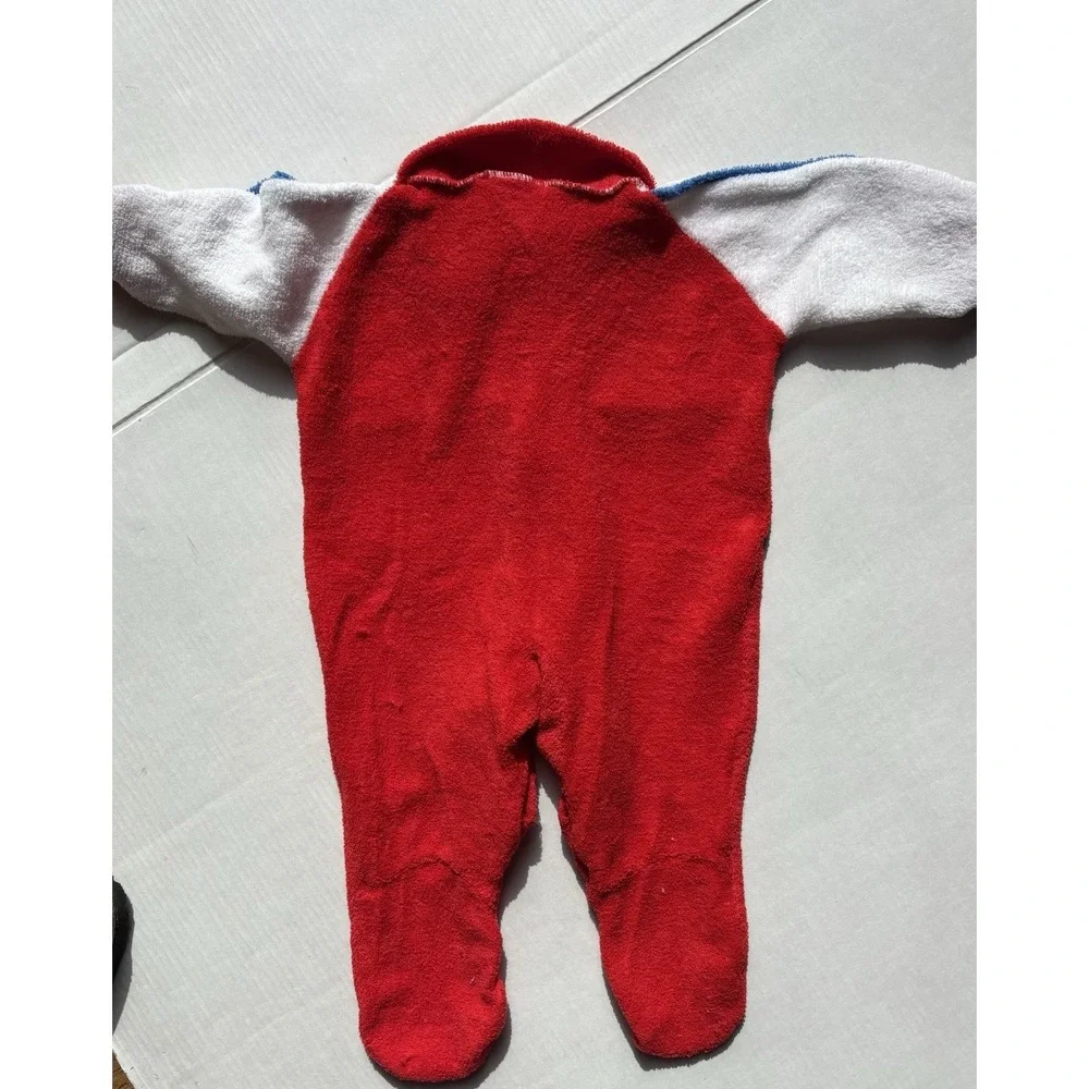 Trimfit Baby One piece Sleeper Gold Metal Kid Snap Button Vtg  70/80's Sz O-3m